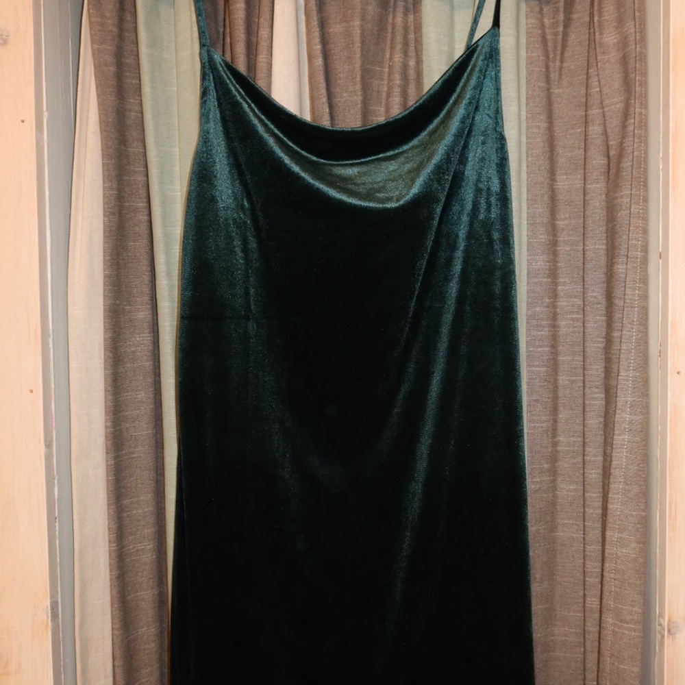 Hippie Rose Dark Green Velvet Mini Dress